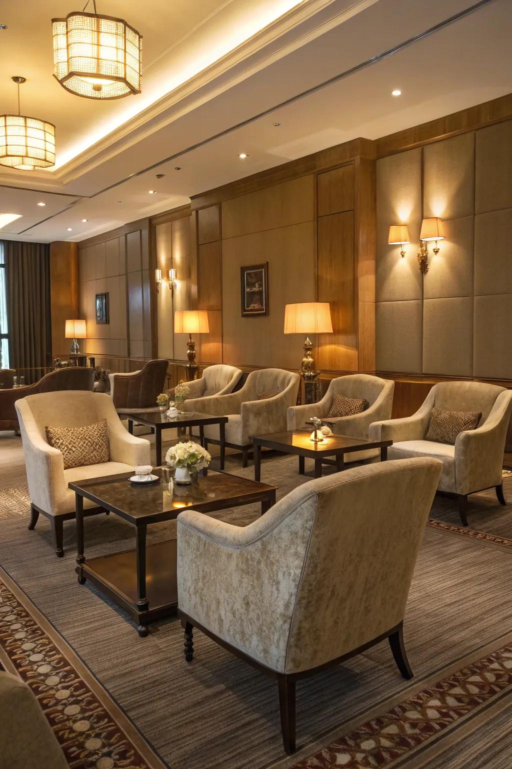 Casual style seating offers relaxation and comfort.