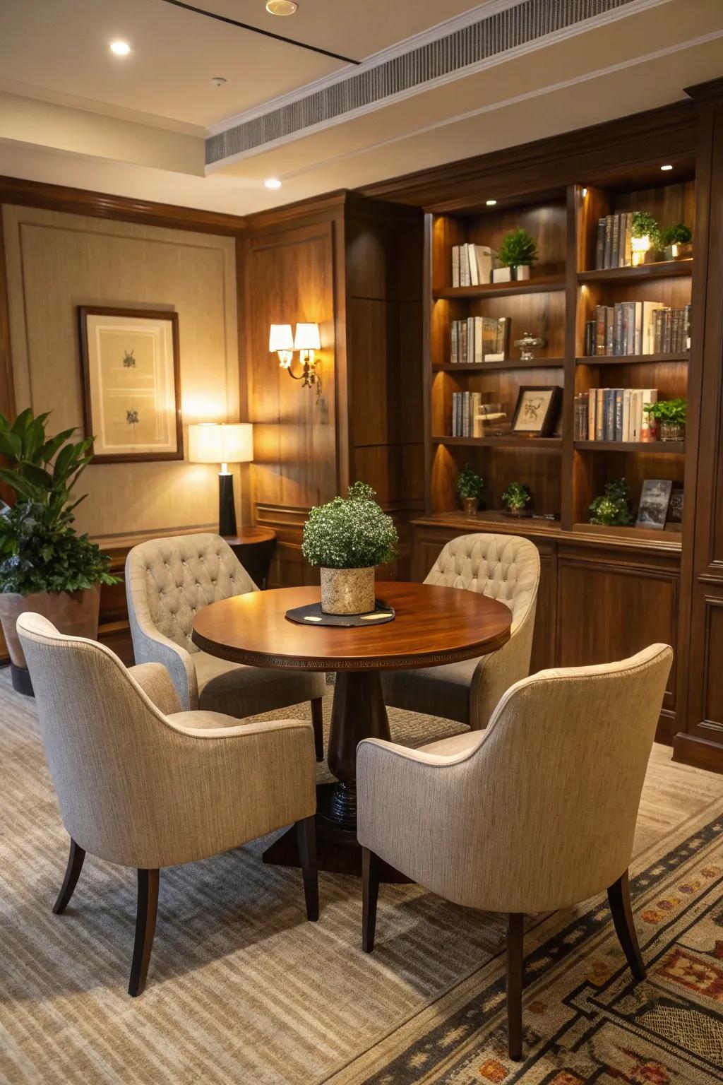 Compact areas promote quick and informal meetings.