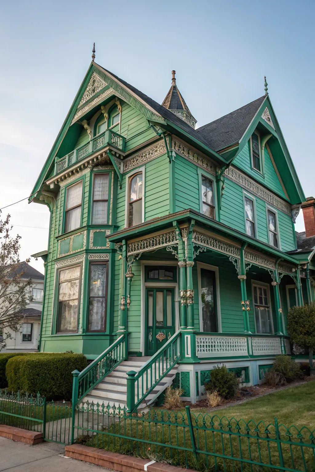 Jewel tones highlight Victorian architecture.
