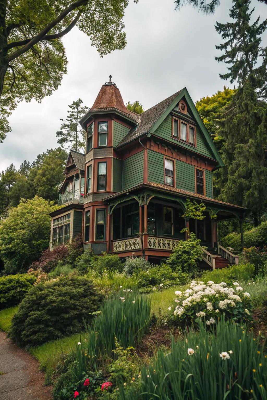 Natural shades connect Victorian houses to nature.