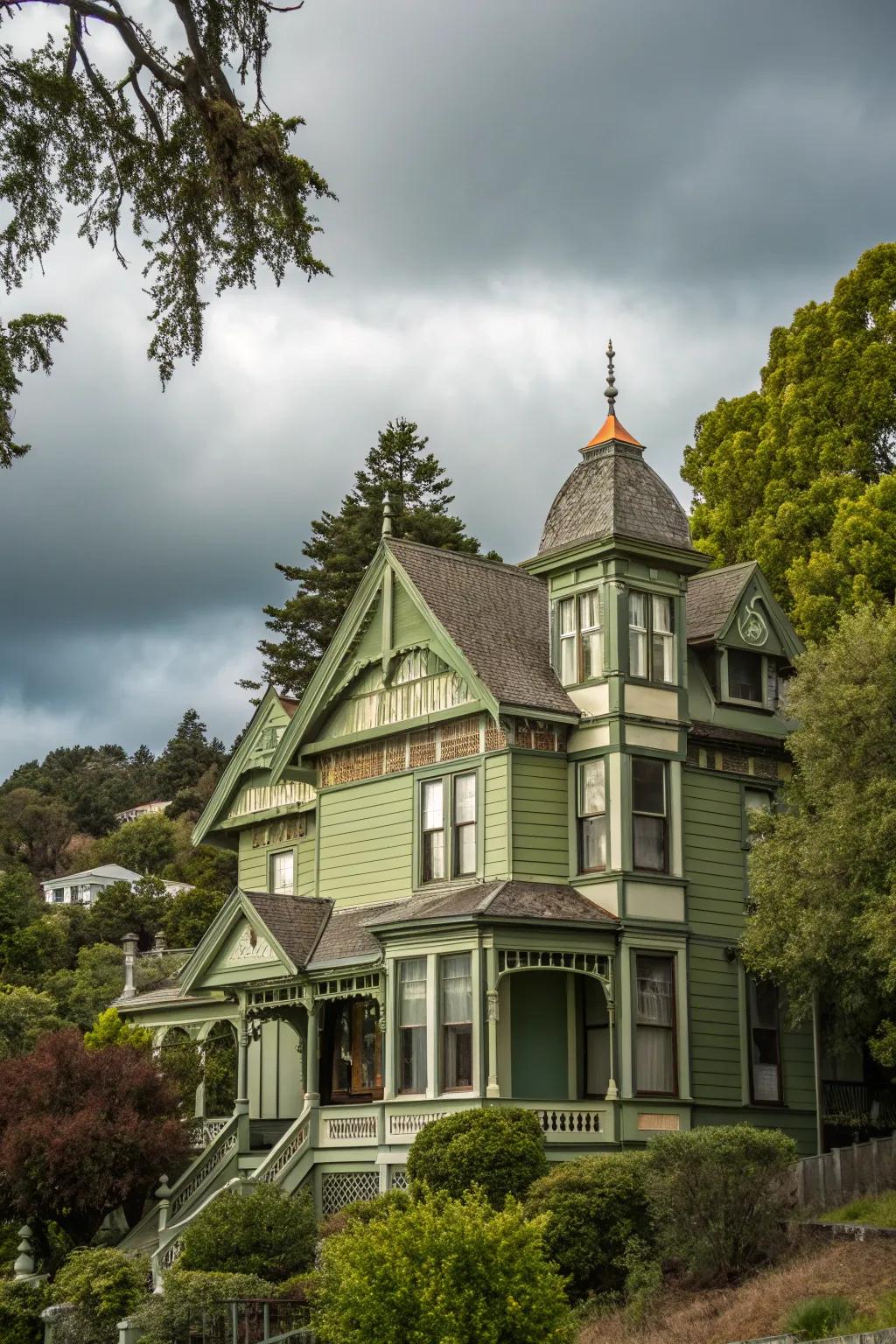 Olive and sage greens offer a calm, natural feel.