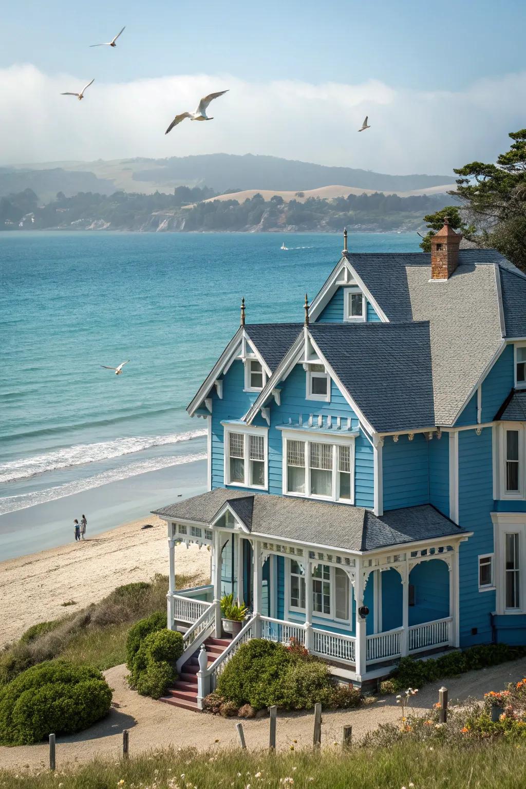 Ocean blues add a refreshing, calming vibe to Victorian homes.