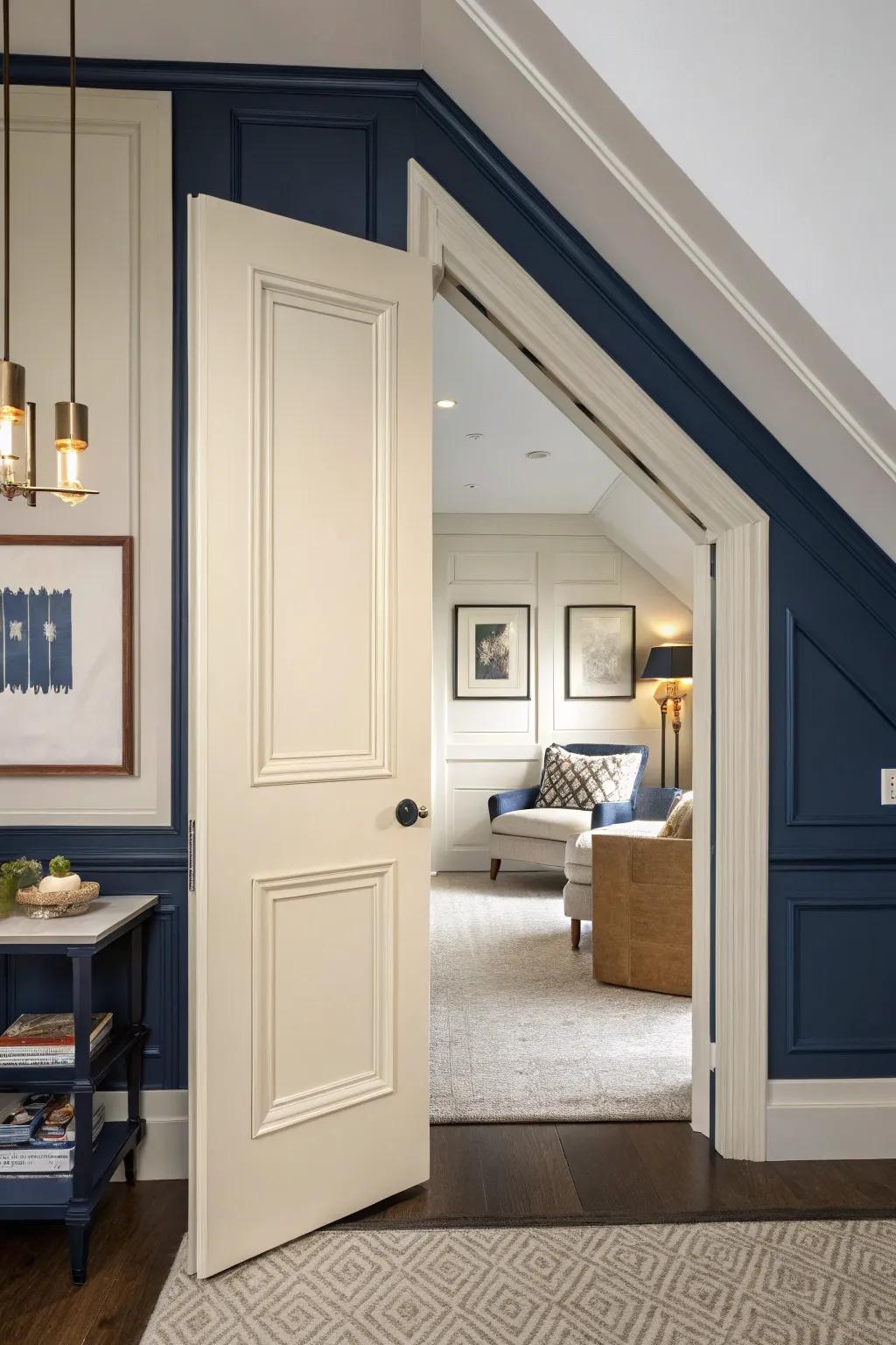 Contrasting trim colors create visual interest.