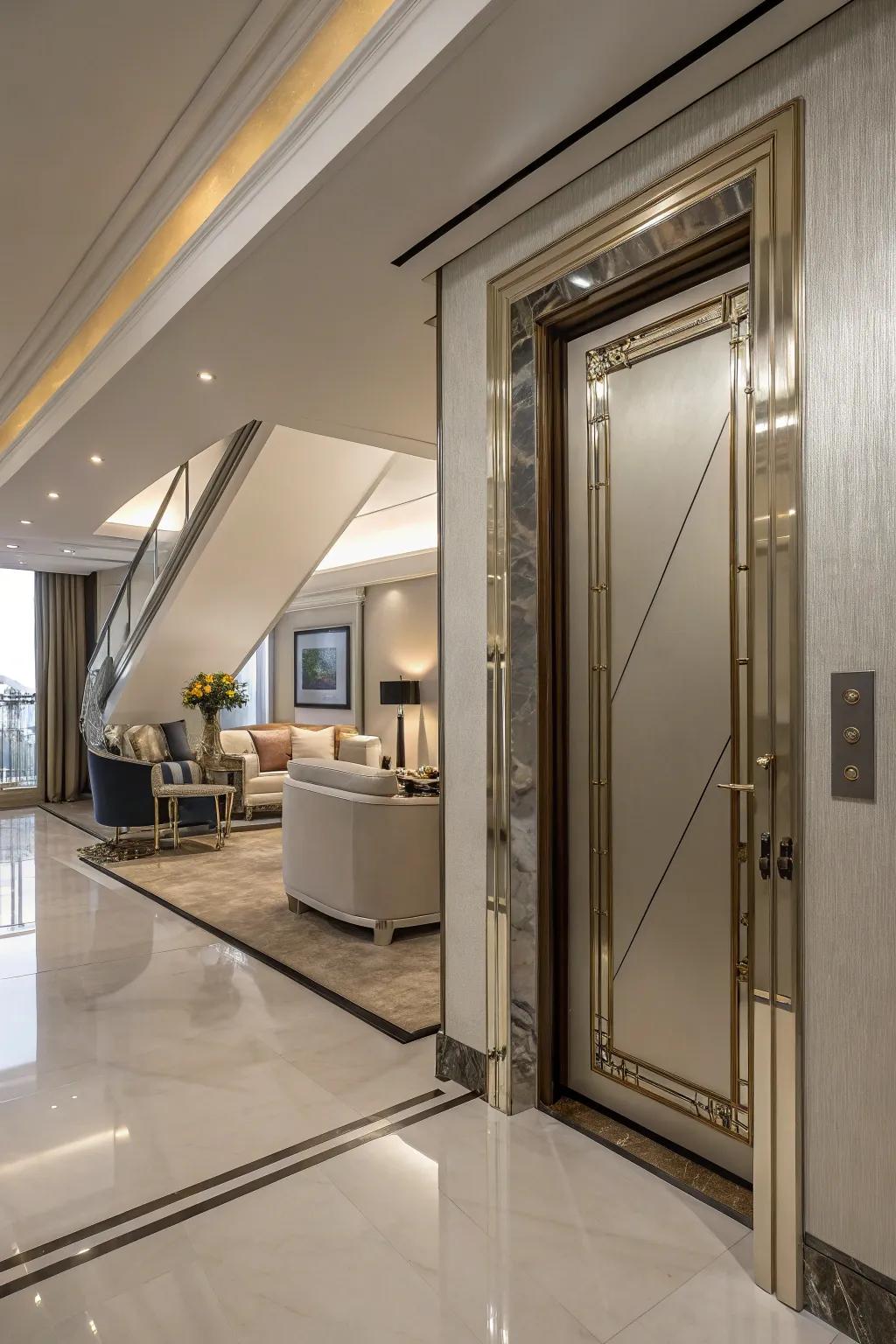 Metallic trim adds a luxurious touch.