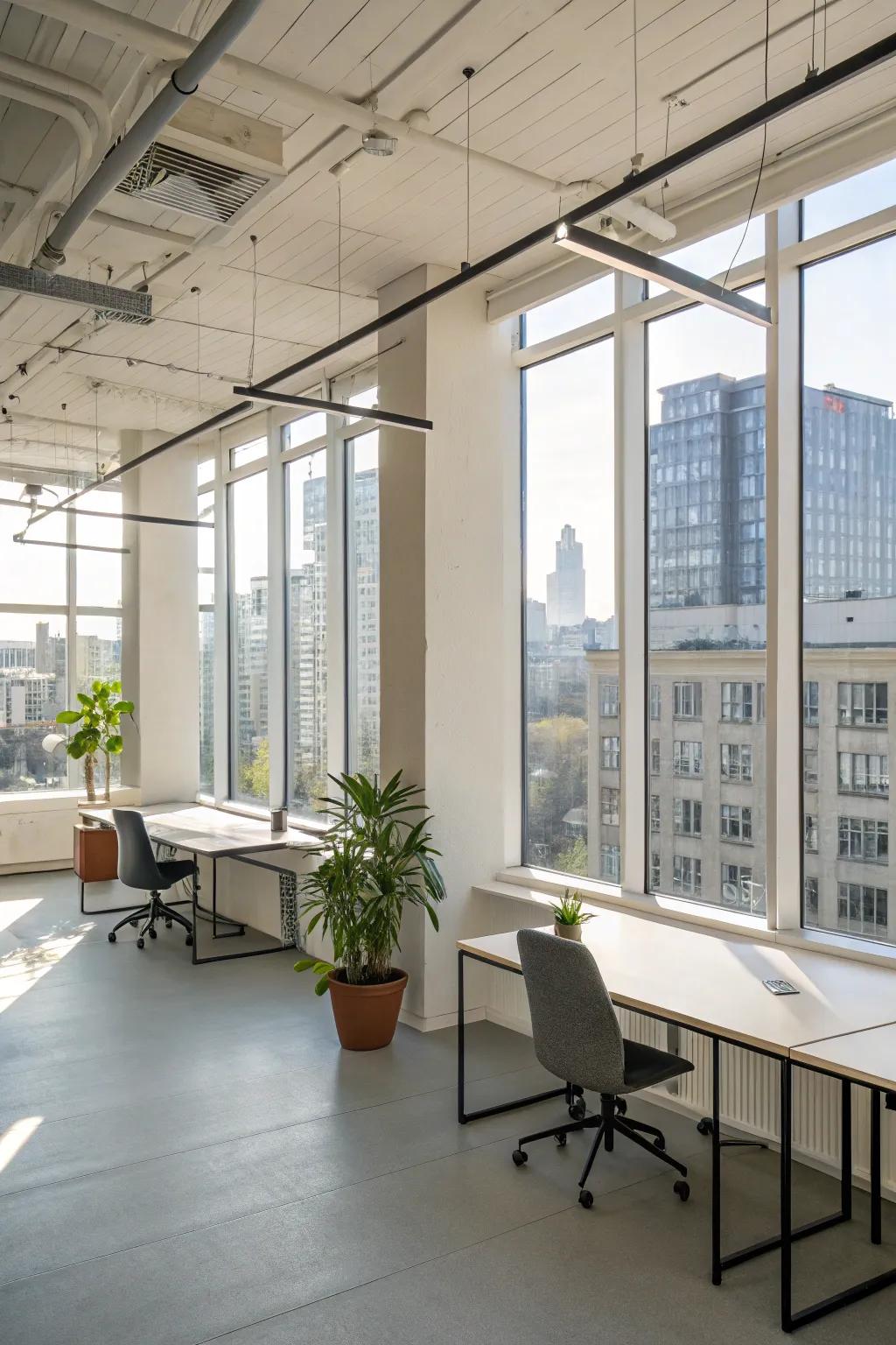 An open office layout promoting efficiency and spaciousness.