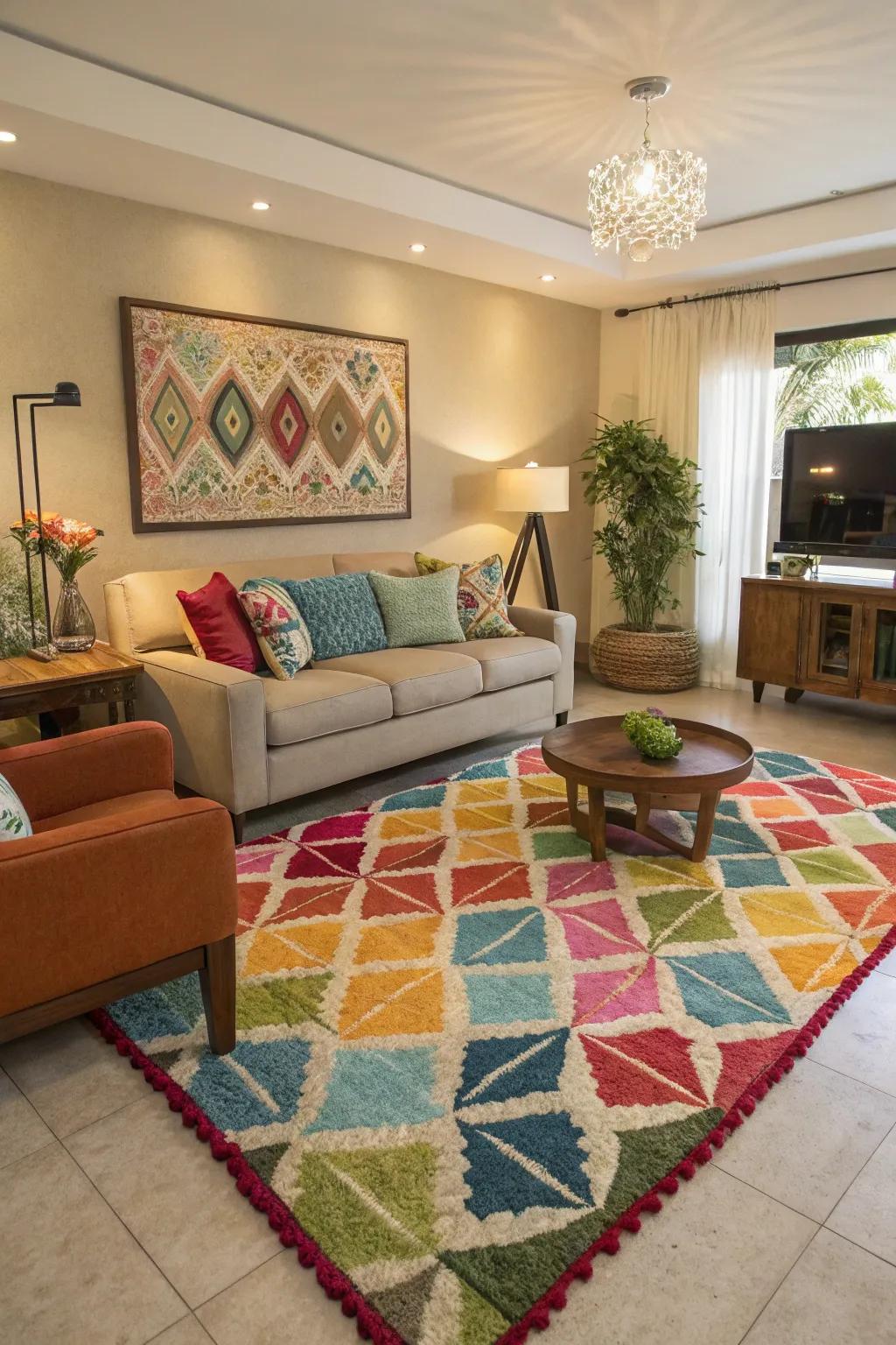 Employ rugs to create unique sections in your living space.