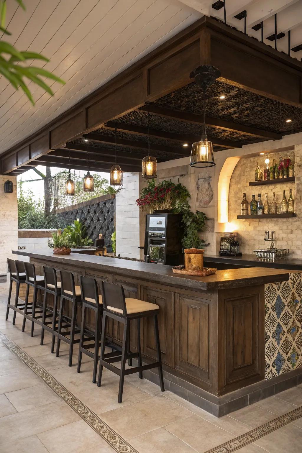 An overhang adds elegance and functionality to your bar.
