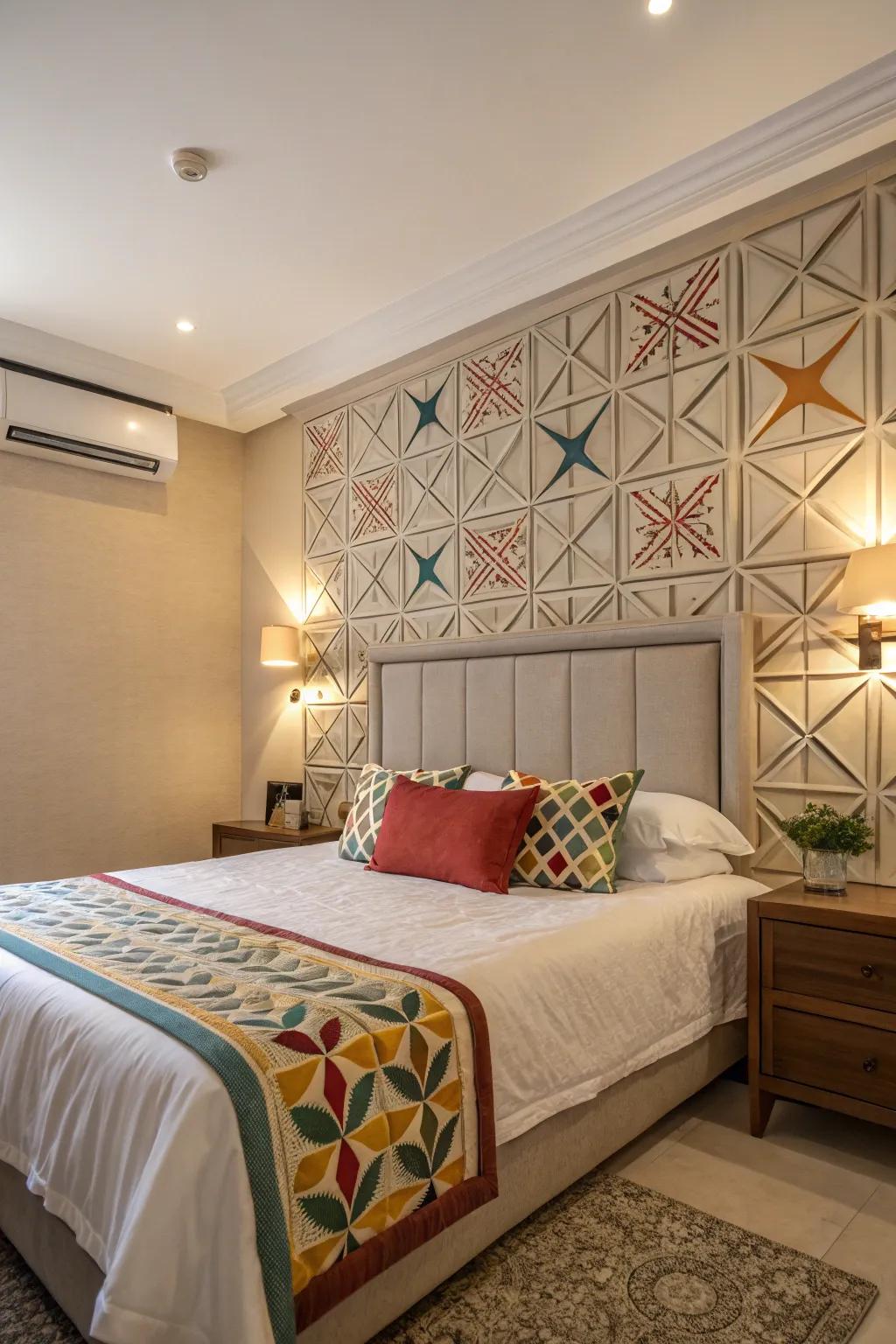 Geometric patterns can transform your headboard into a piece of art.