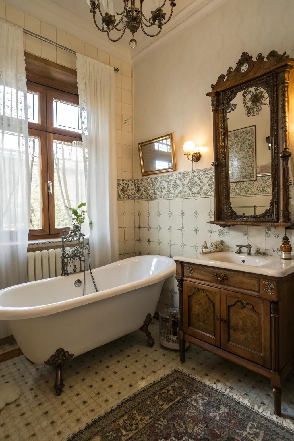 Vintage items add charm and character to your restroom.