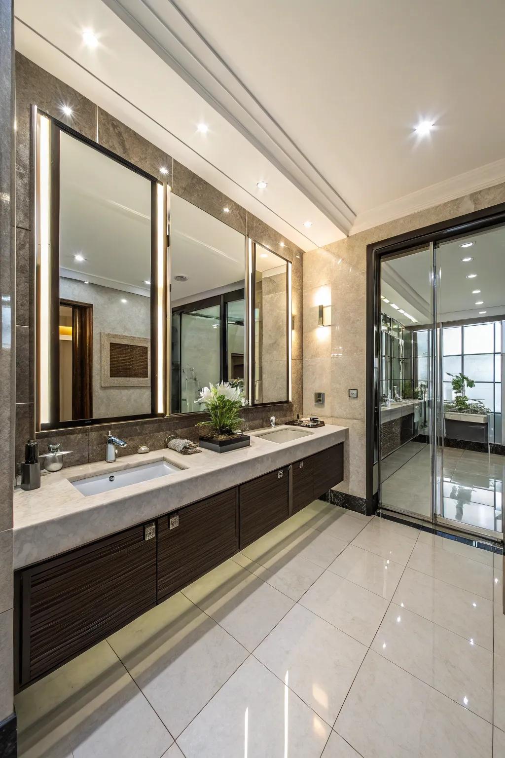 Reflecting surfaces improve light and space in your restroom.