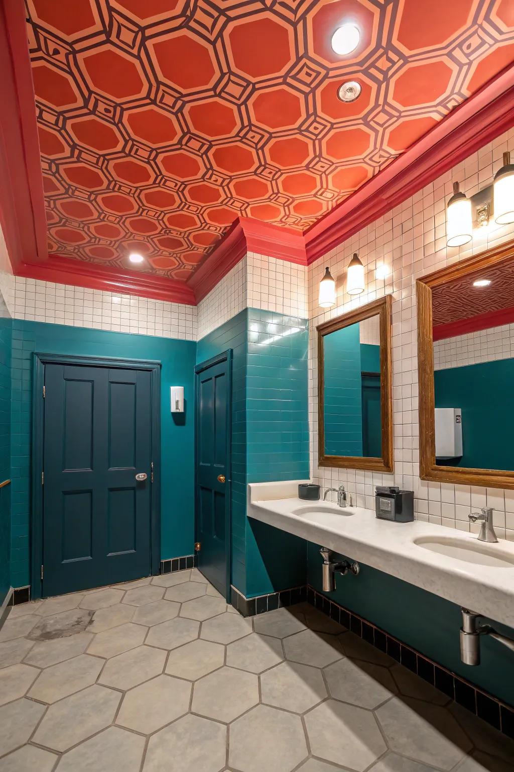 Unexpected bold colors can bring energy and character to your restroom.