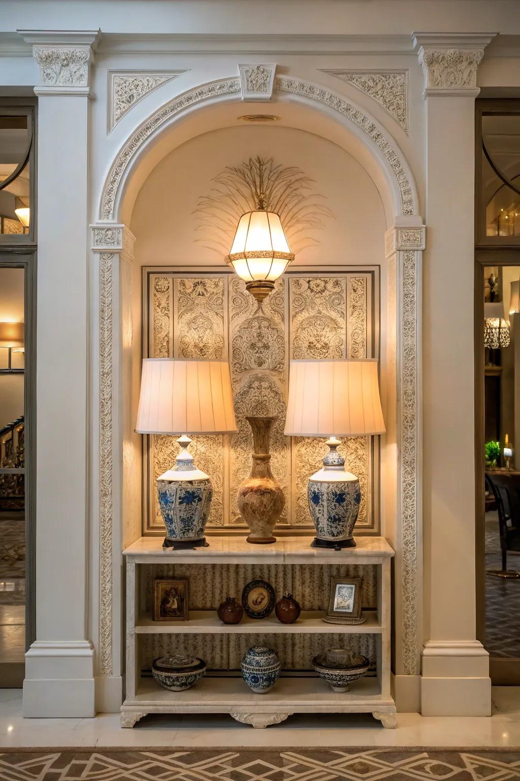 Symmetry engenders a balanced and harmonious alcove layout.