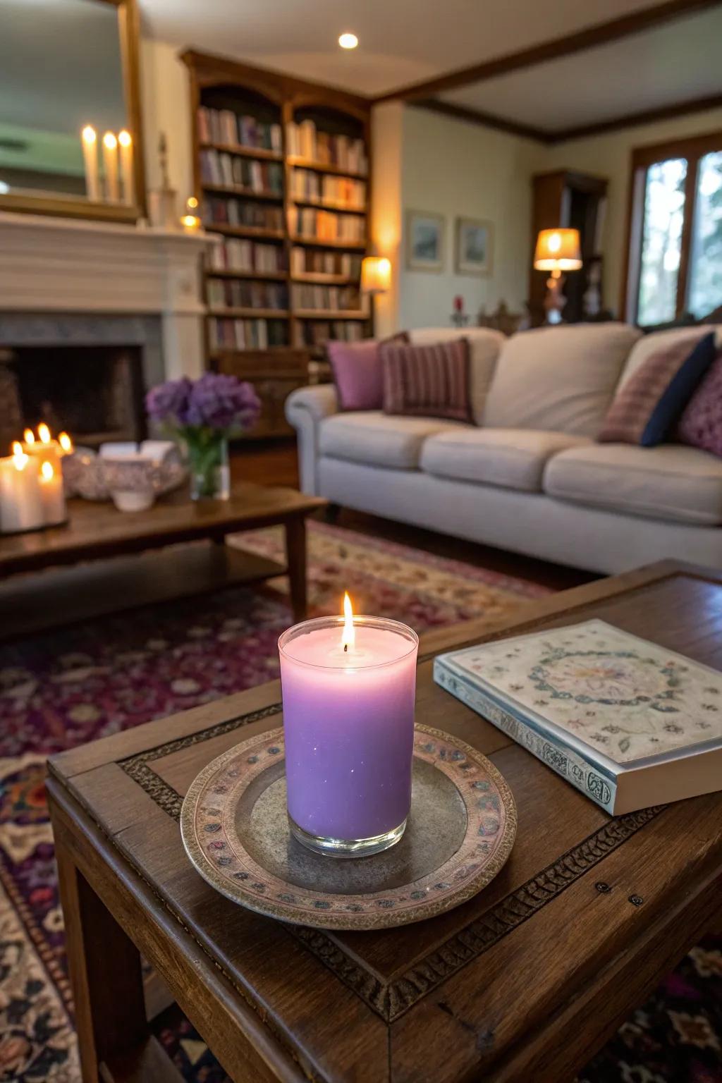 Warm up your area with handcrafted lavender illumination.