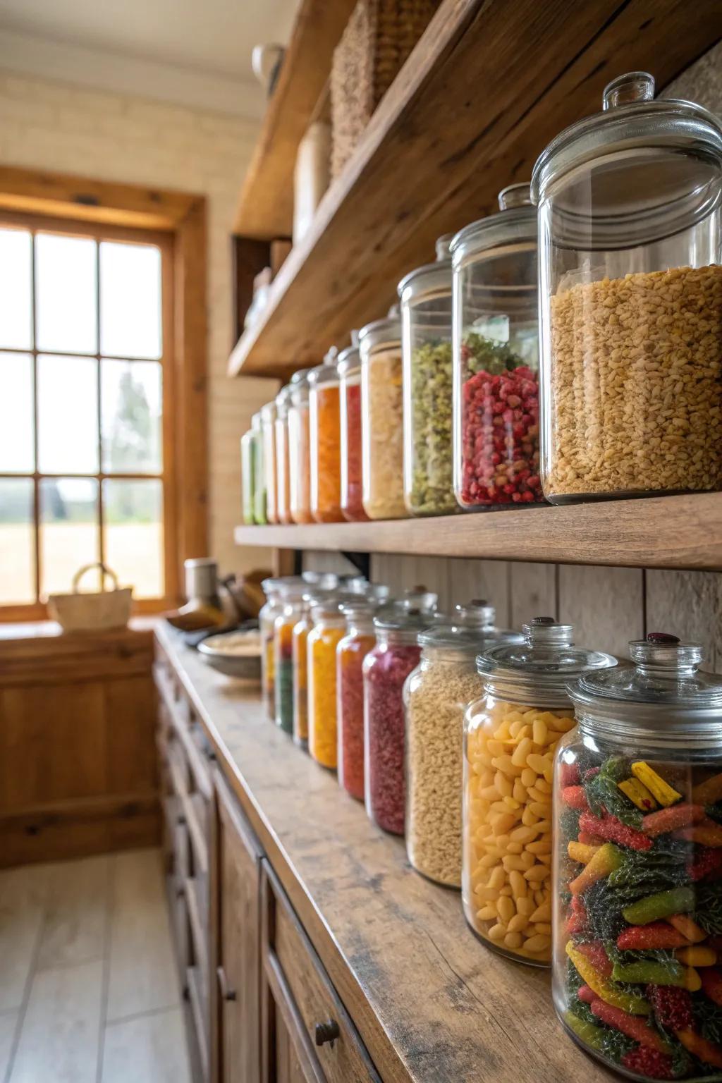 Glass jars bring style and clarity to your pantry.