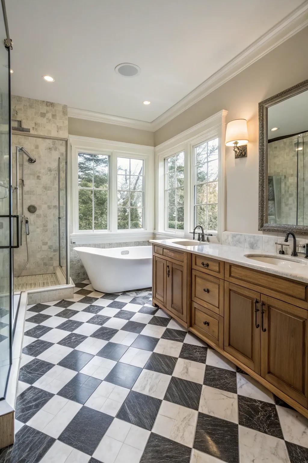 Checkerboard designs bring playful sophistication.