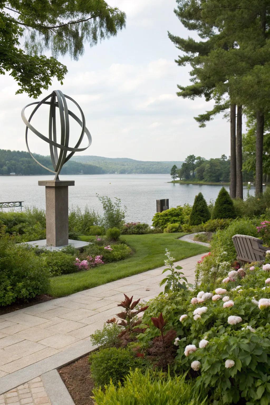 Outdoor art adding a personal touch to the garden.