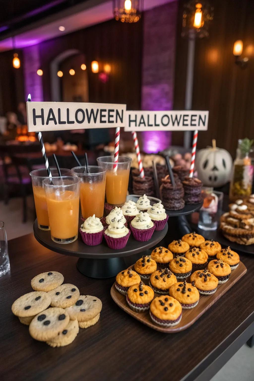 Enhance your party using creatively themed snacks and drinks.