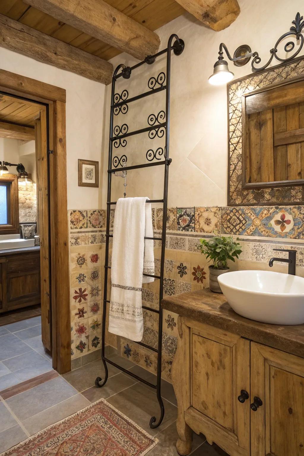 Metal details introduce an authentic Western touch to this bathroom.