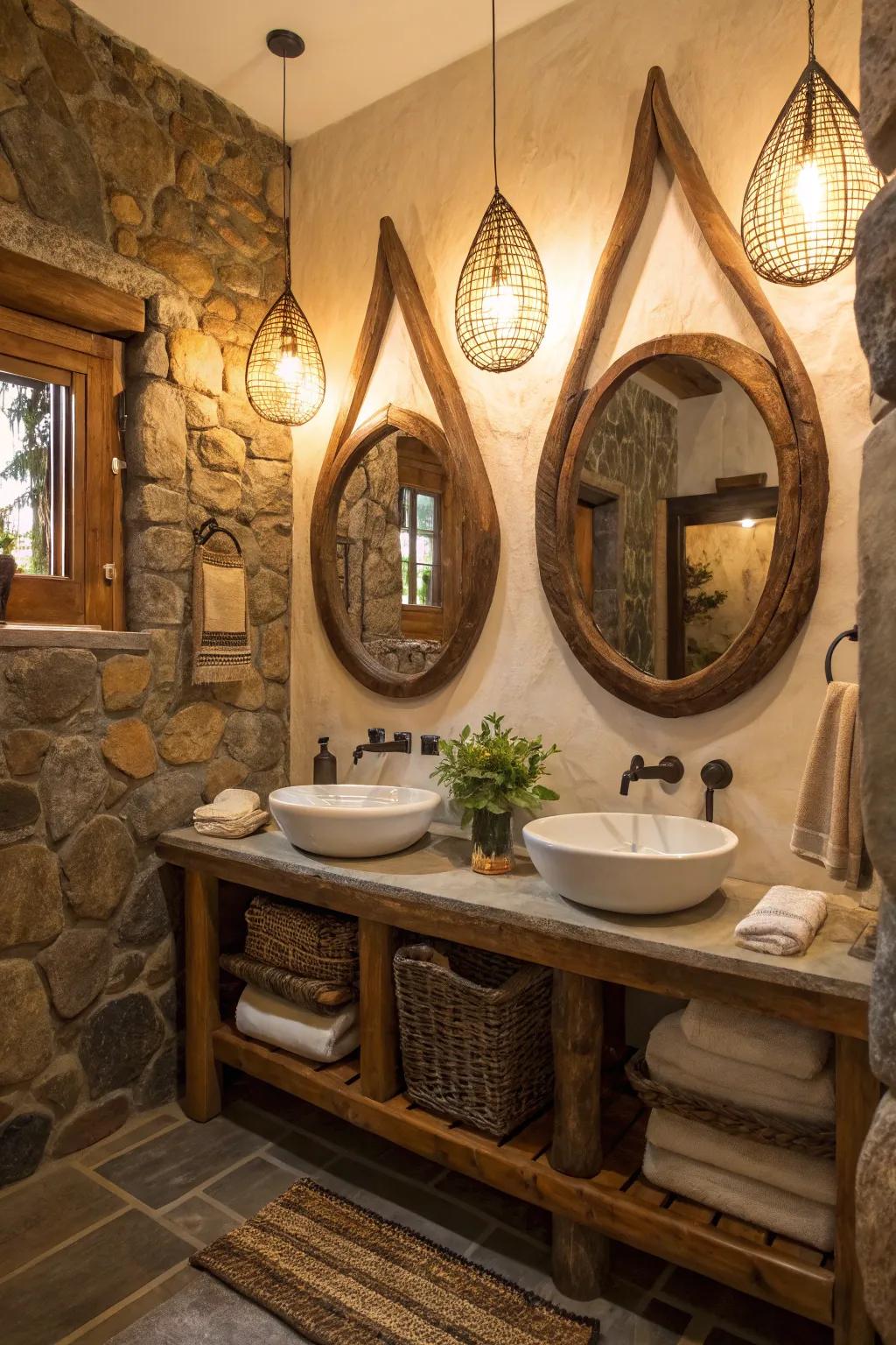 Distinct reflections add interest and style to this bathroom.