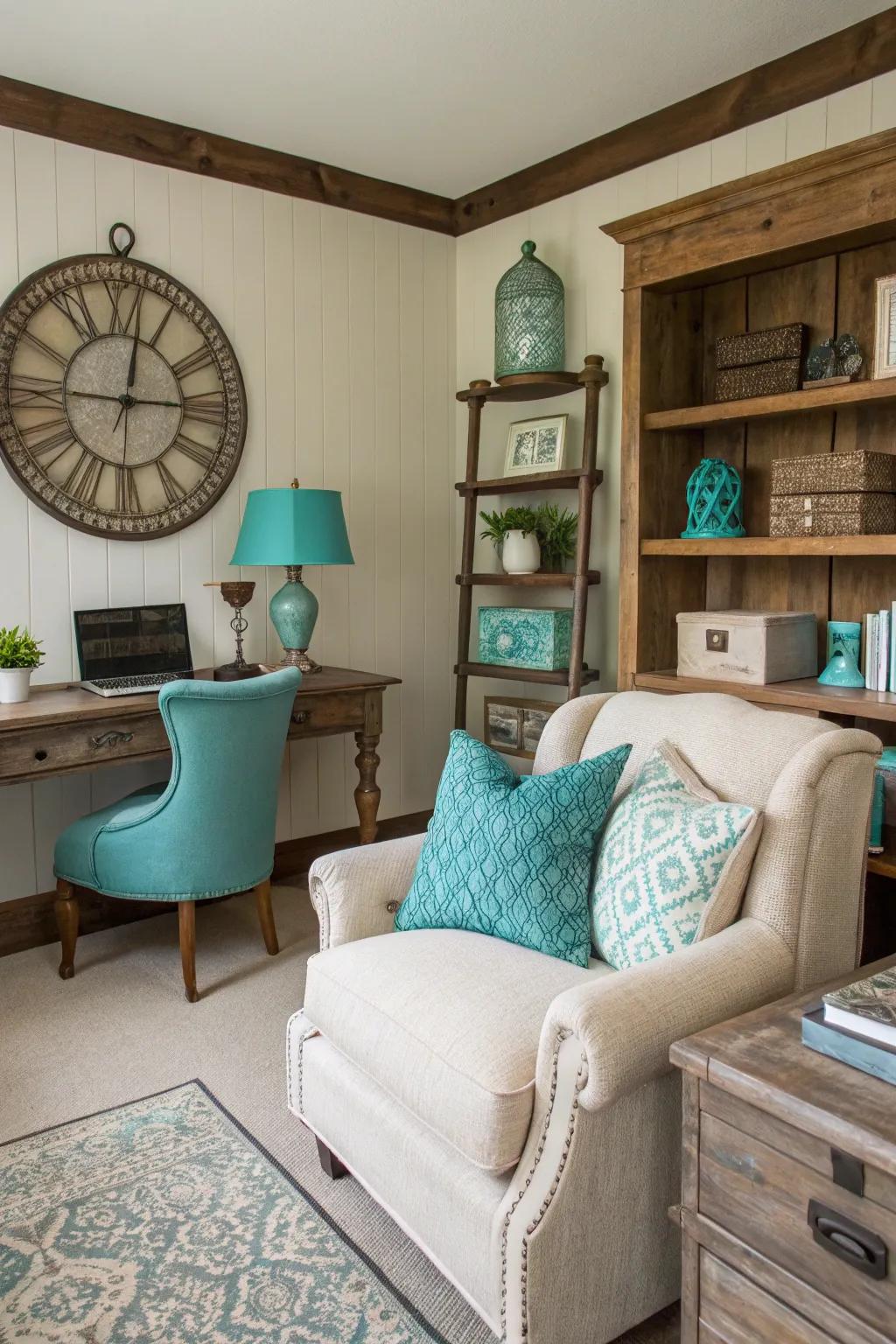 Lively details add pops of color to a neutral palette.