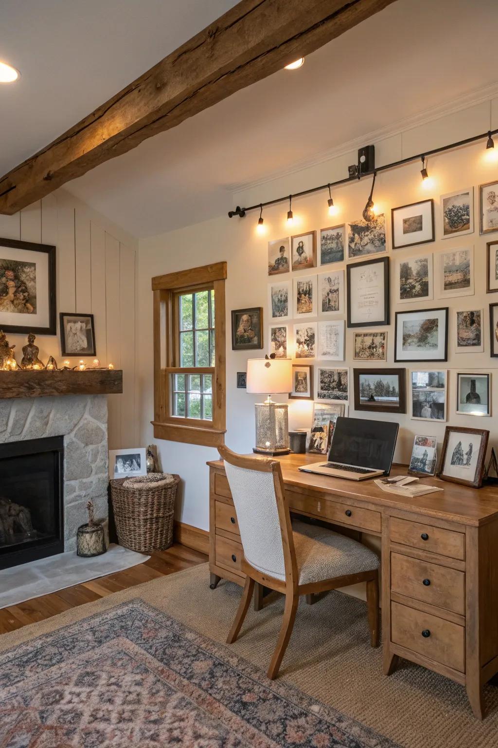 A photo display adds a personal touch to your space.