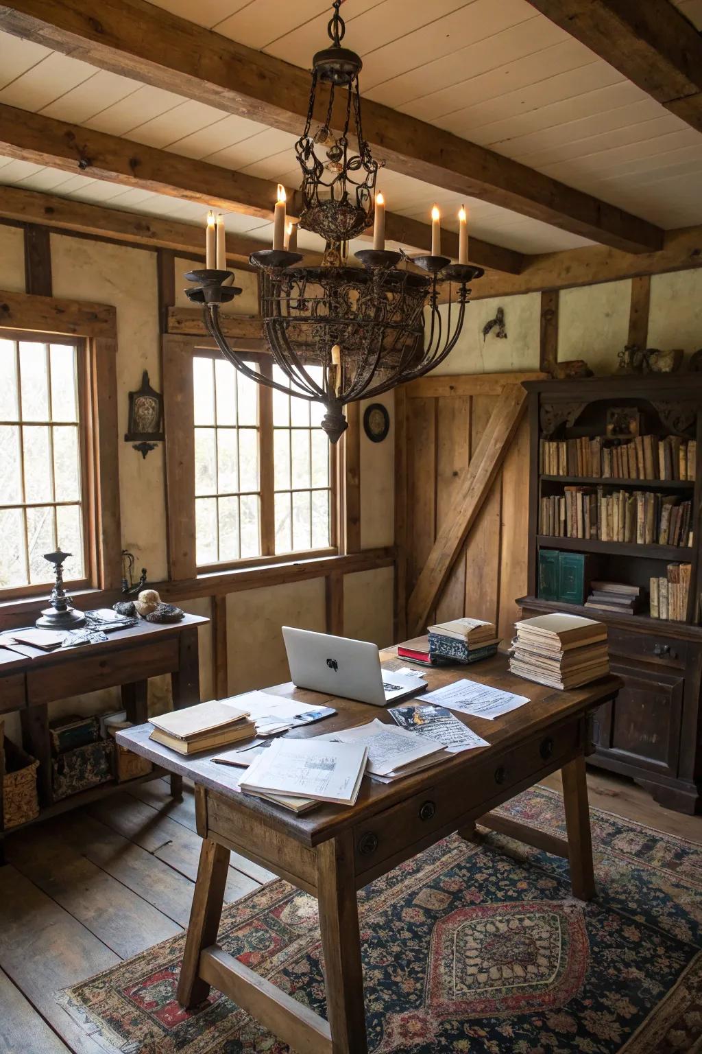 Striking lighting fixtures create impressive focal points.