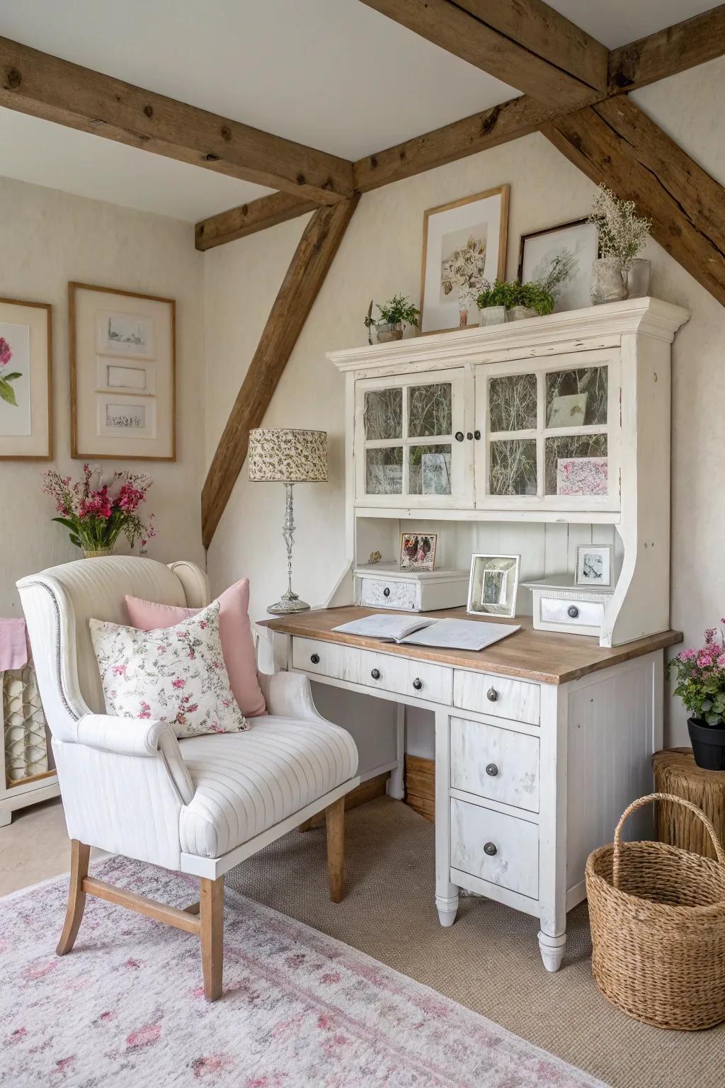 Worn chic design brings a softness to your space.