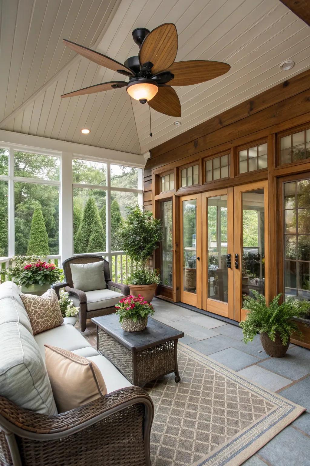 Ceiling fans that enhance comfort and airflow.