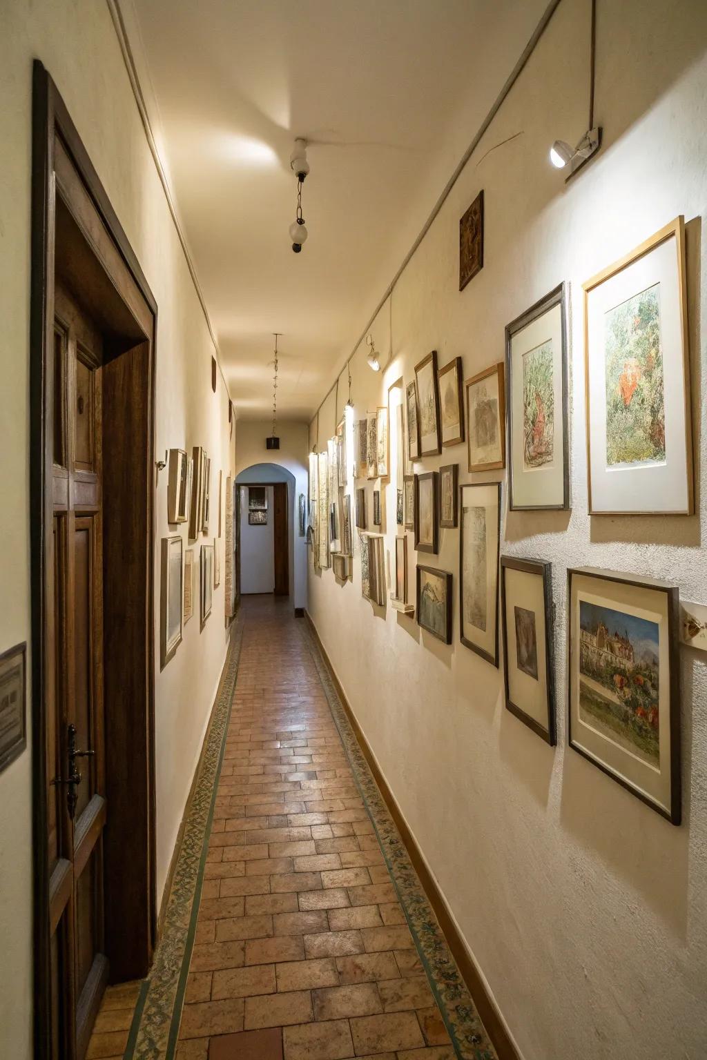 Ornamental displays have the ability to infuse your slender passageway with personality and appeal.