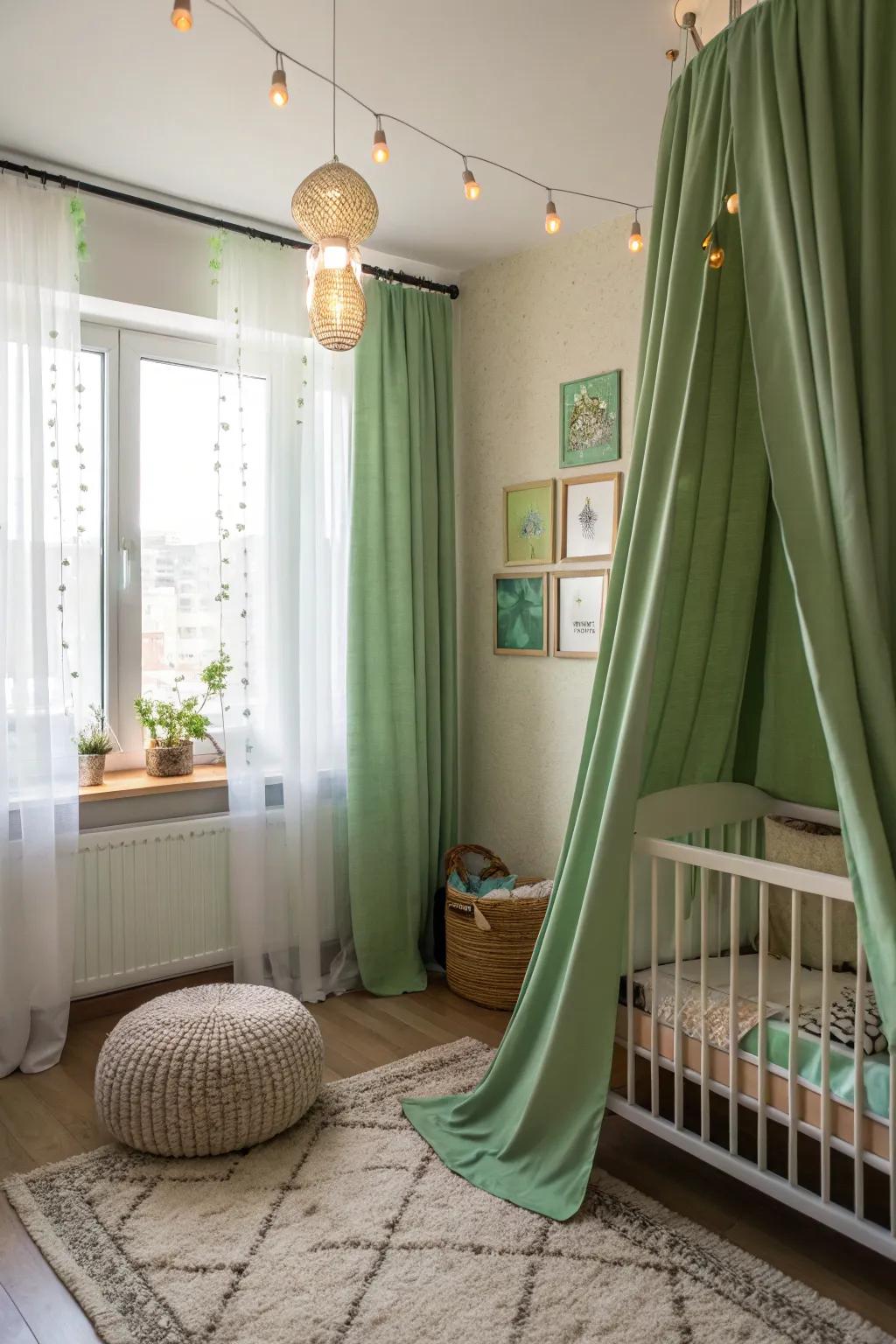 Layered window treatments add depth and regulate light effectively.