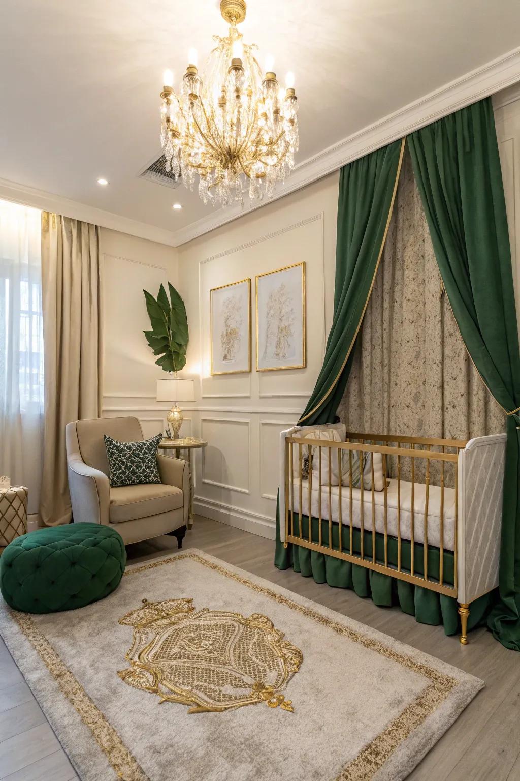 Gold features bring style to the green aesthetic.