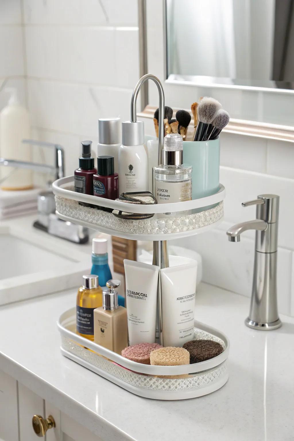 Vertical trays maximize space while maintaining elegance.