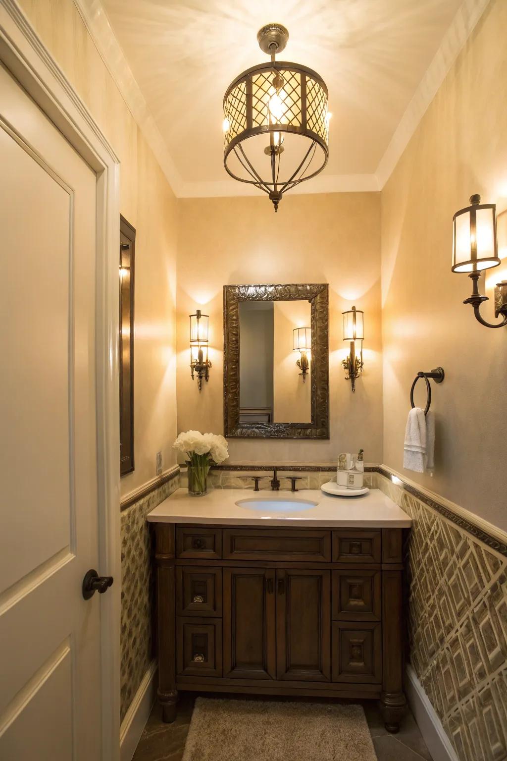 Brighten your half bath with attractive and cozy lighting.
