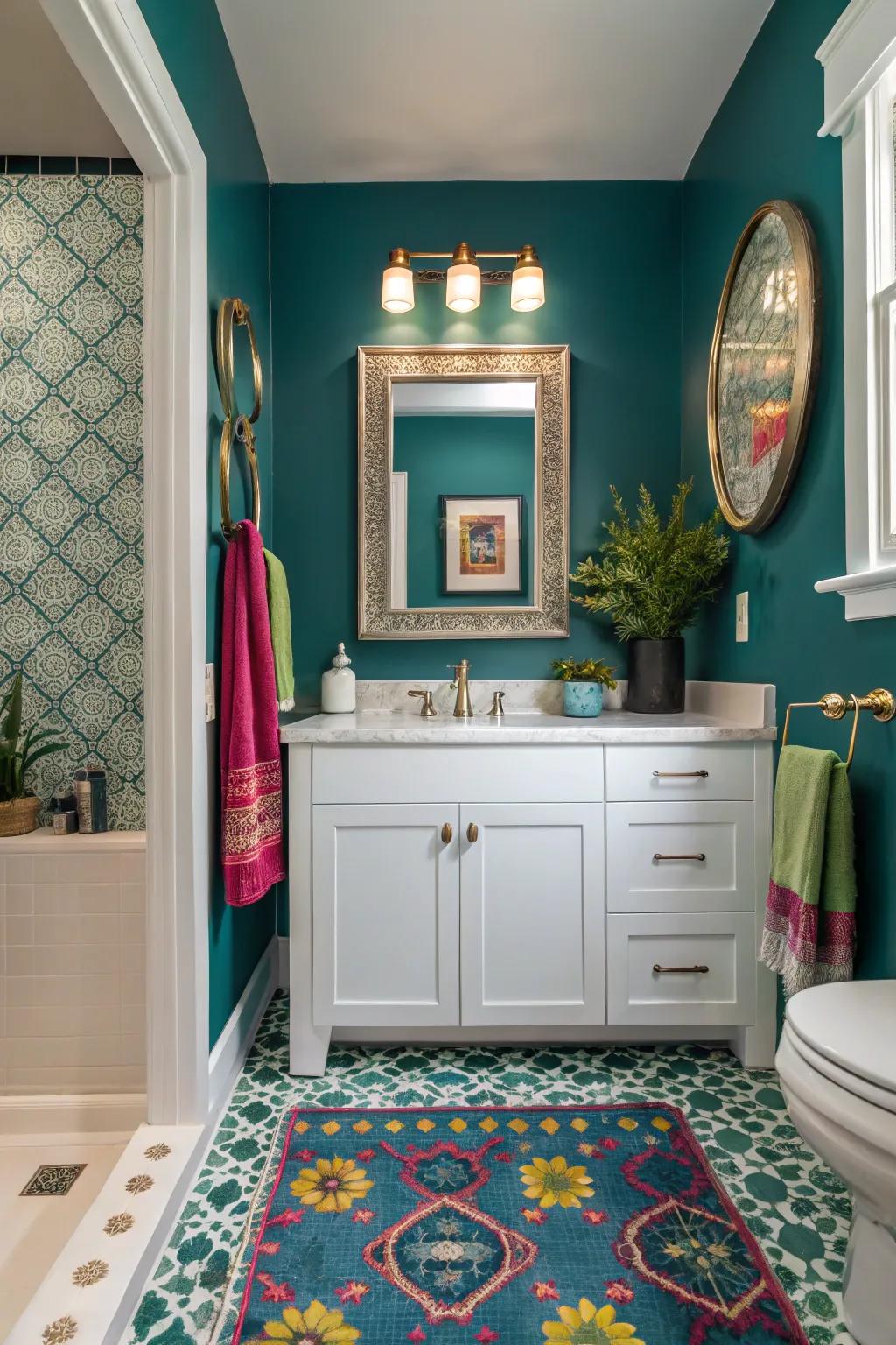 A bold color scheme can transform your half bath into a vibrant retreat.