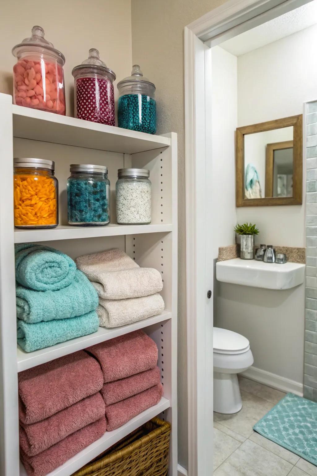 Open shelving offers practical storage while enhancing your decor.