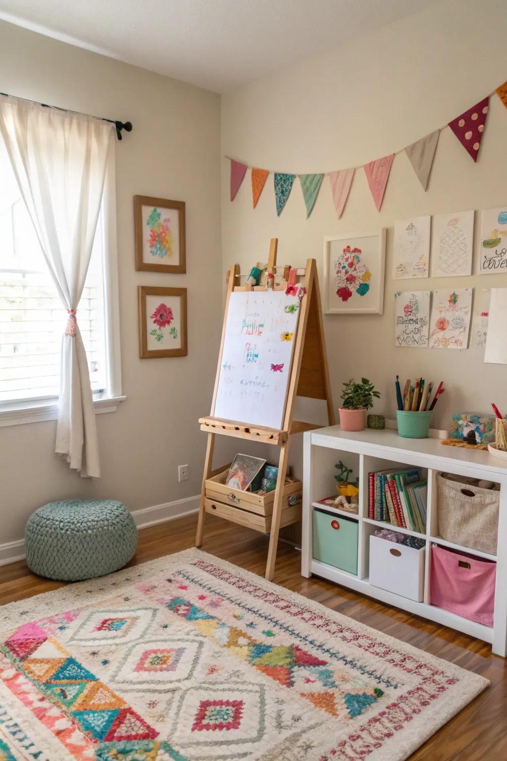 An art corner that nurtures creativity and artistic expression.