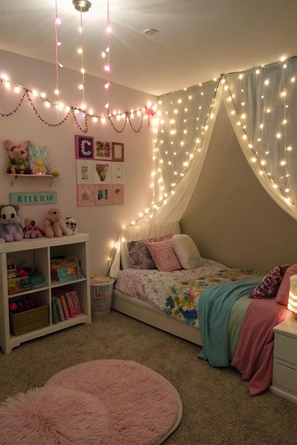 String lights that add a magical glow to the room.