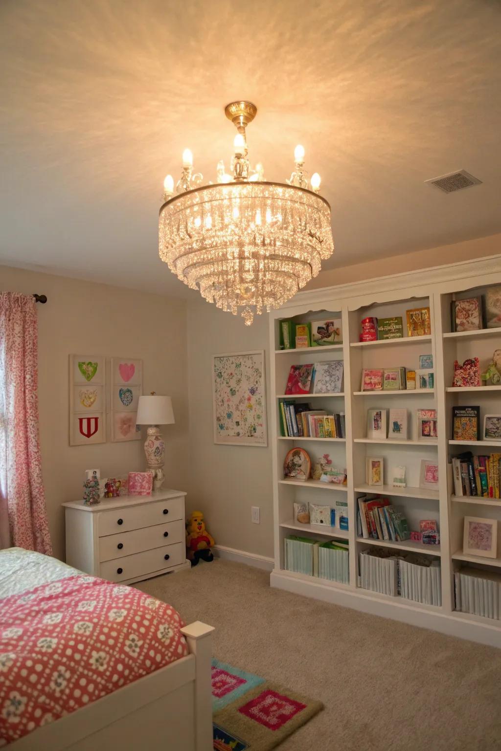 A multi-branched light adds elegance and warmth to the room.