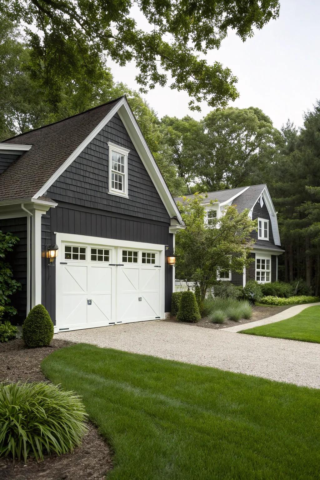Classic white garage doors offer a clean and refreshing look.