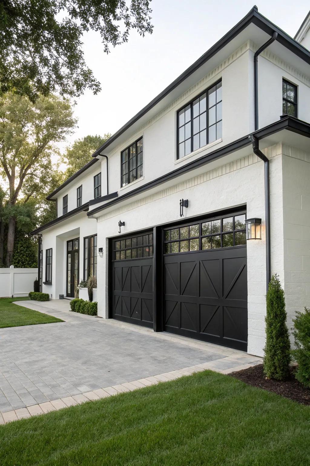 Timeless ebony garage doors exude sophistication and style.