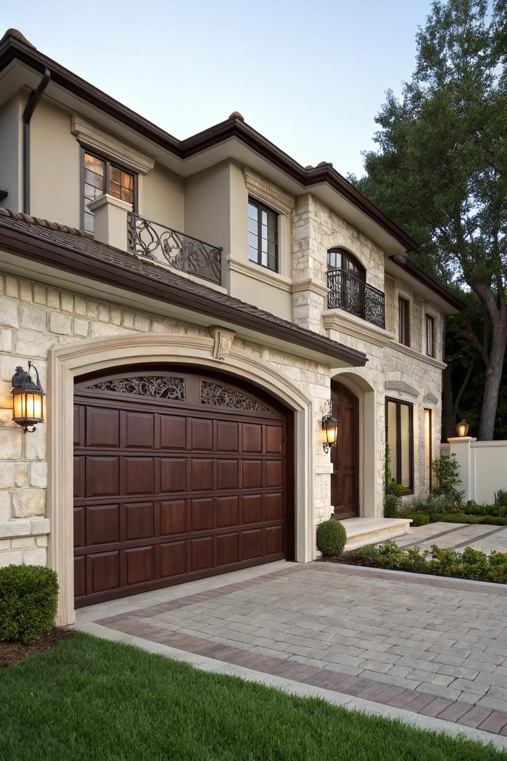 Cocoa brown garage doors offer a warm and luxurious feel.