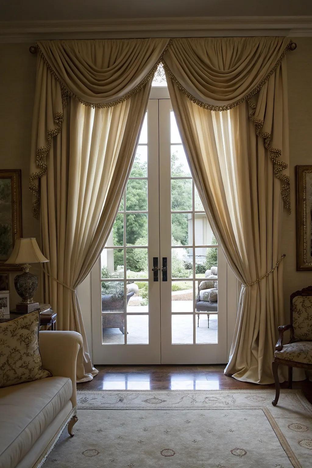 Elegant drapes bring a sense of luxury to any French doors.
