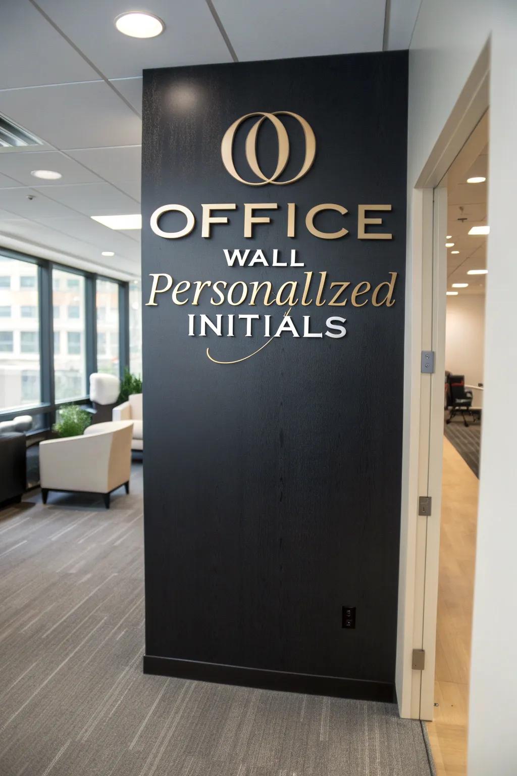 Personalized initials that add a unique and personal element to the office.