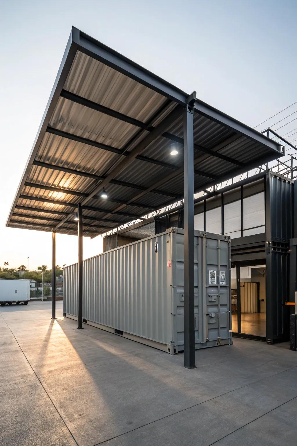 An elegant extended roof adds function and style.