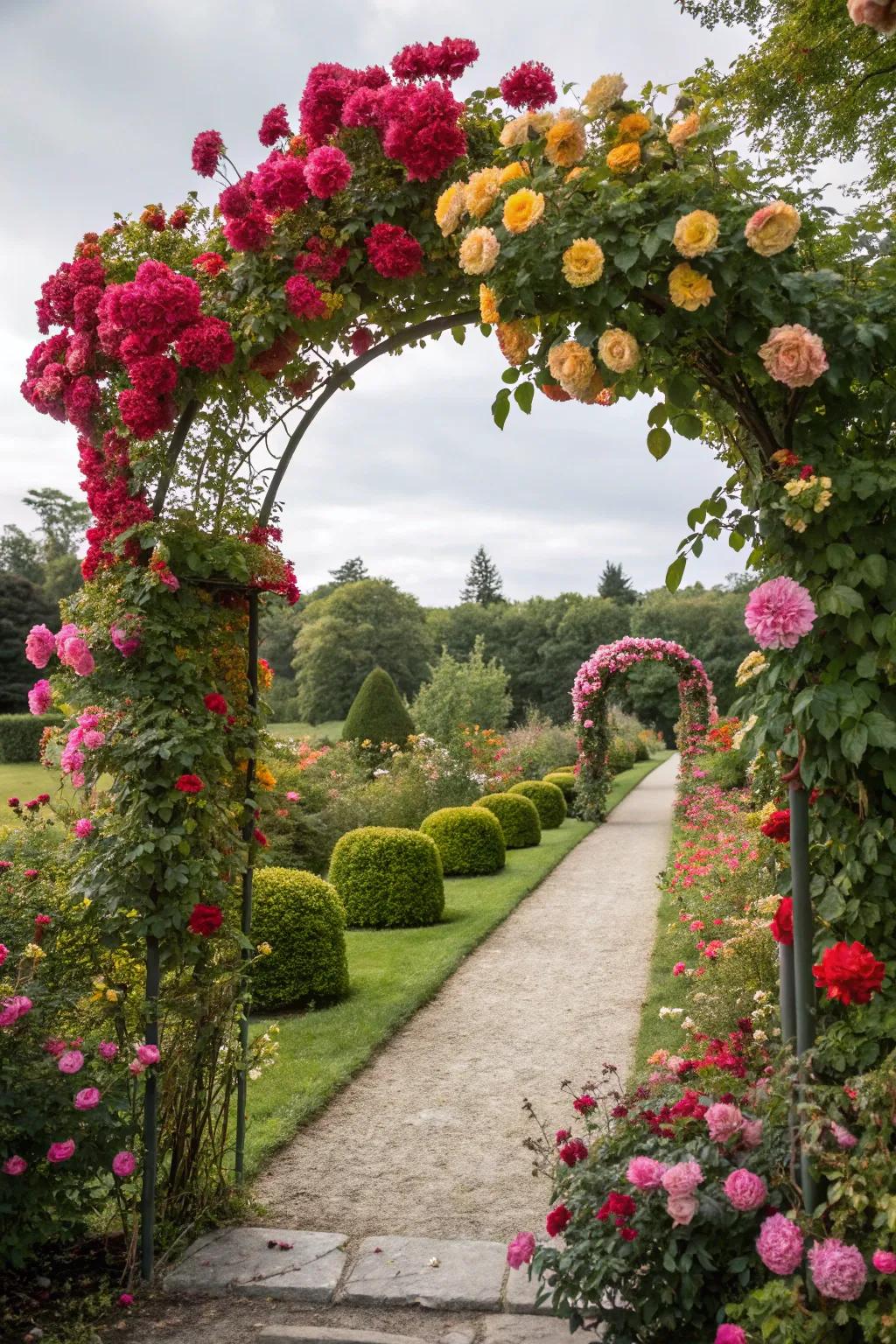 An appealing bloom archway in comprehensive blossom.