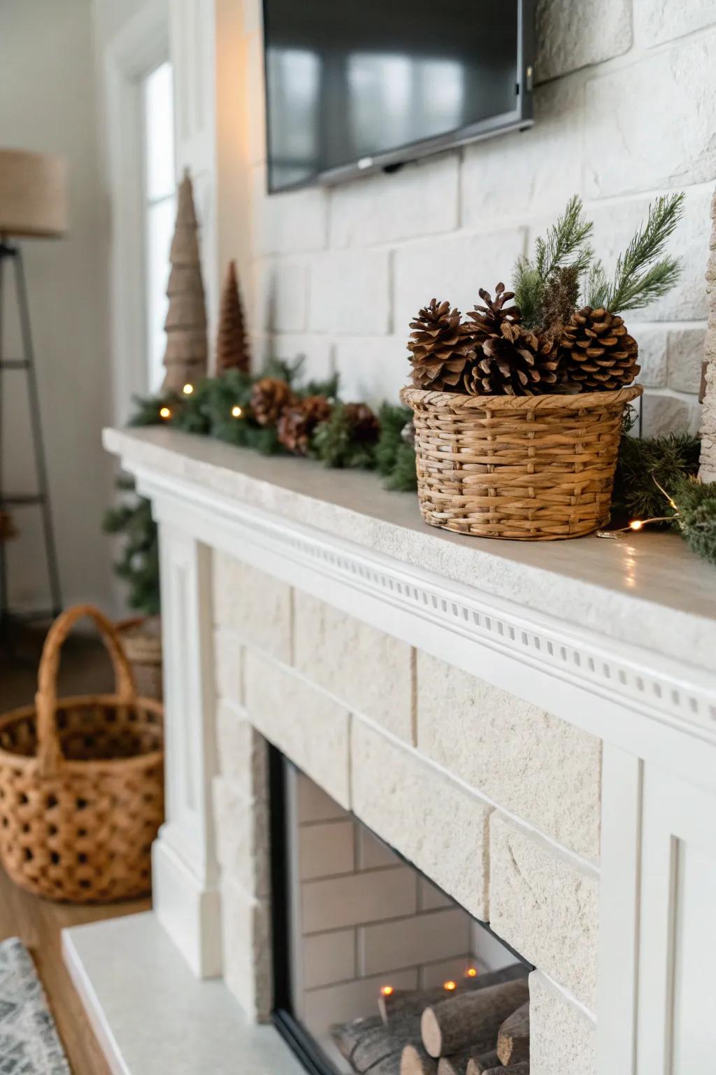 Seasonal accents bringing a touch of festivity to the mantel