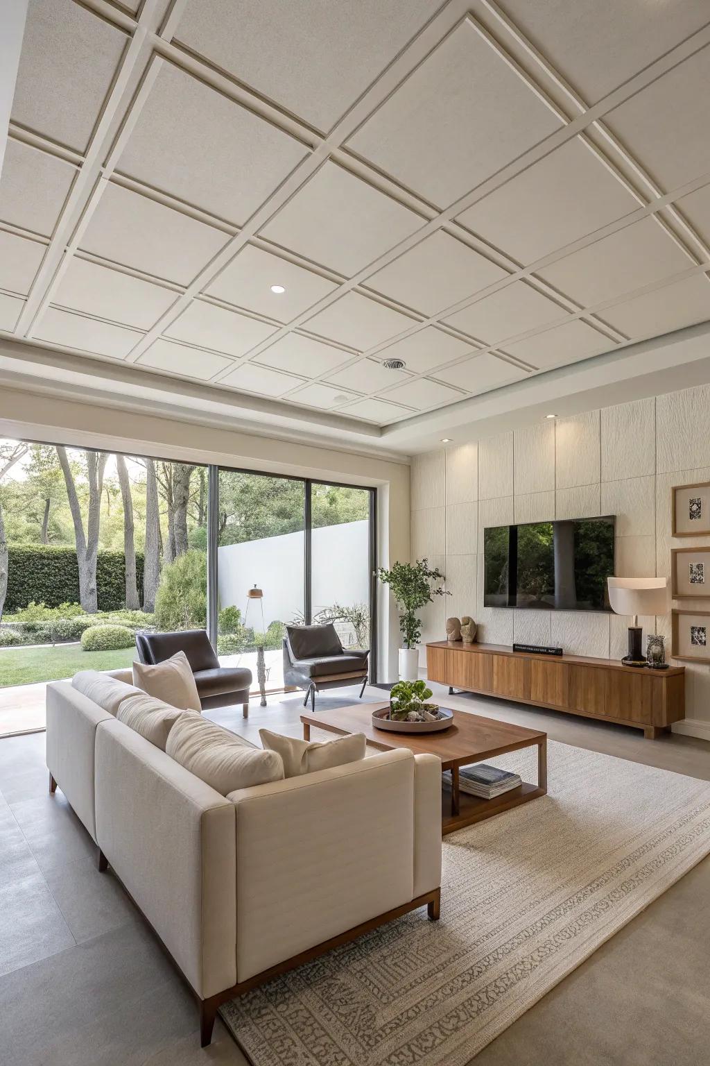 Minimalist ceiling treatments for an uncluttered and modern style.