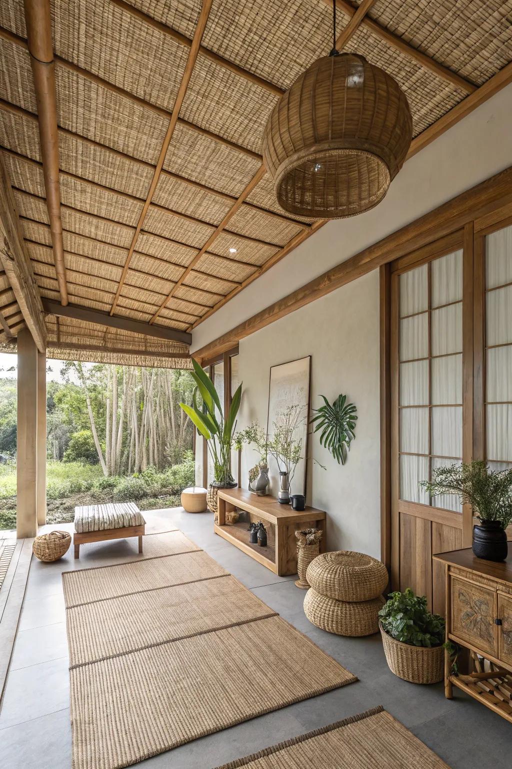 Bamboo ceiling treatments are both stylish and sustainable.