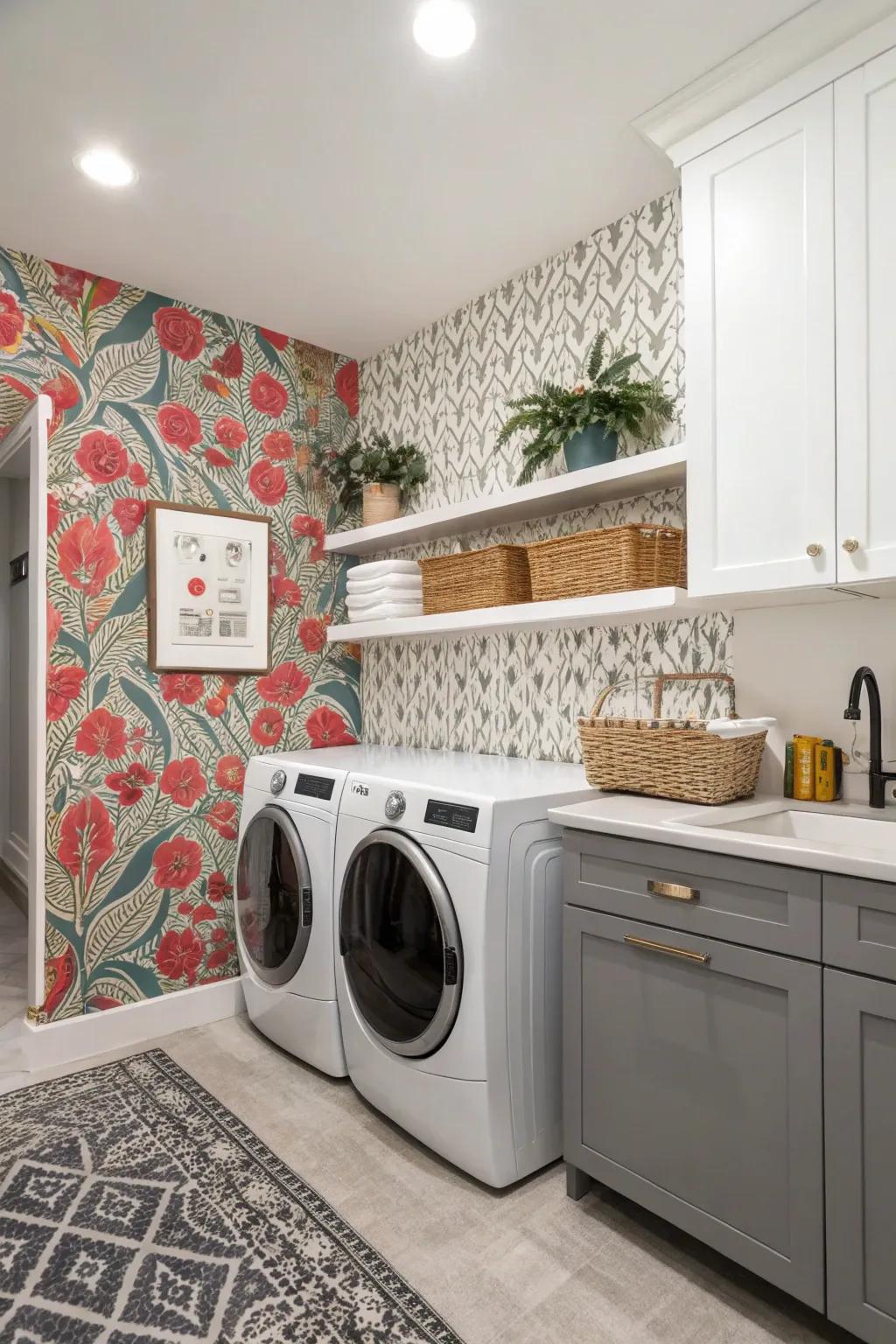 Accent walls add focus and intrigue to your laundry area.