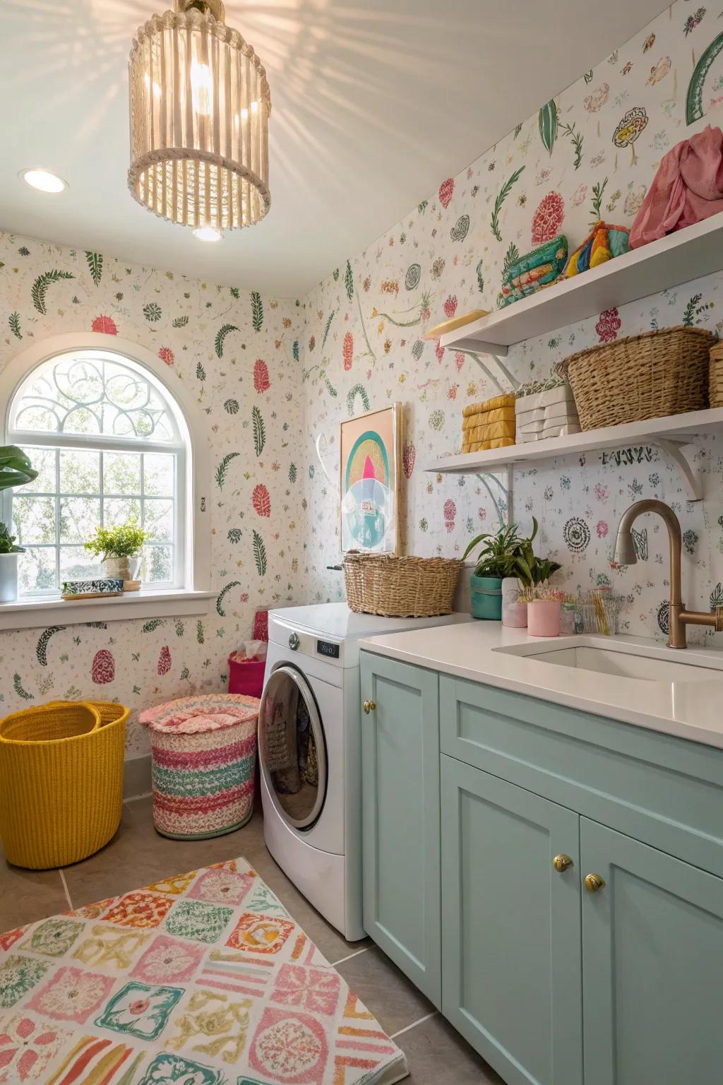 Playful patterns turn your laundry room into a wonderland.